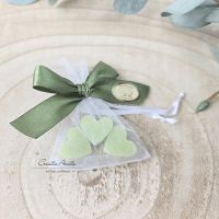 Gastgeschenk - Kundengeschenk mit 3 Seifenherzen LEMONGRAS - Hellgrün - Fix & Fertig